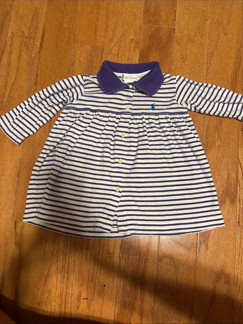 Ralph Lauren White and Purple Striped Polo Dress